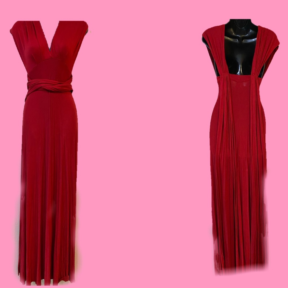 Burgundy long wraparound dress